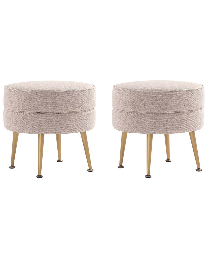 Manhattan Comfort Bailey Mid-century Modern Woven Polyester Blend Upholstered Ottoman In Brown