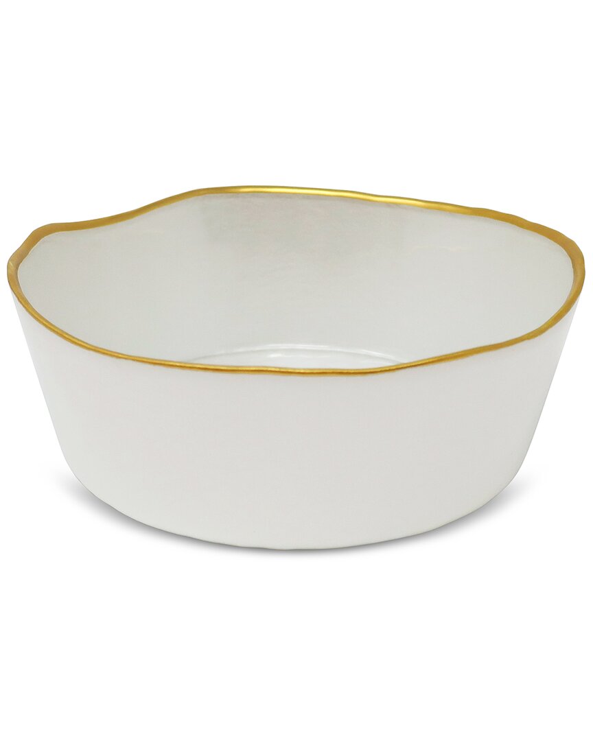 Vivience Set Of 4 Organically Shaped Soup Bowls With Trim Detail
