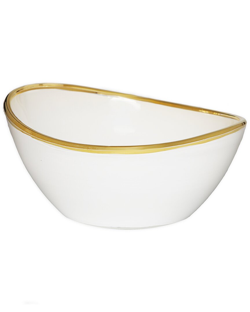 Alice Pazkus White Dessert Bowl In Gold