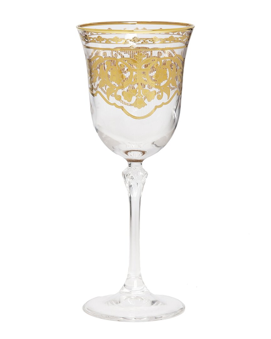 Alice Pazkus Set Of 6 Wine Glasses In Gold