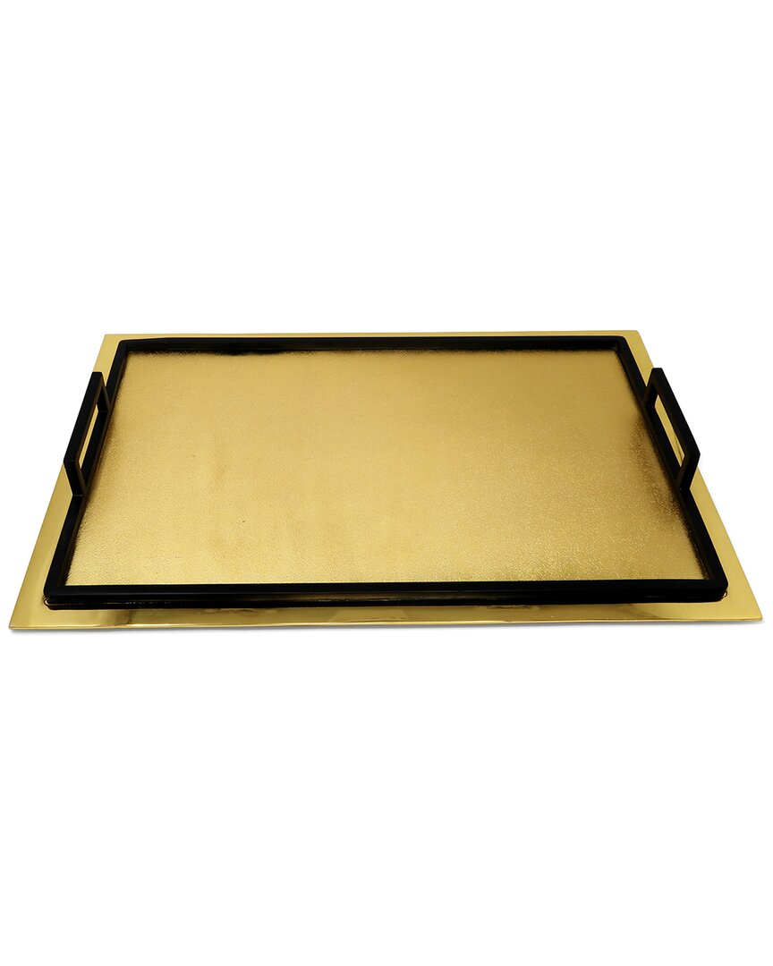 Shop Vivience Serving Tray With Handles - Small In Gold