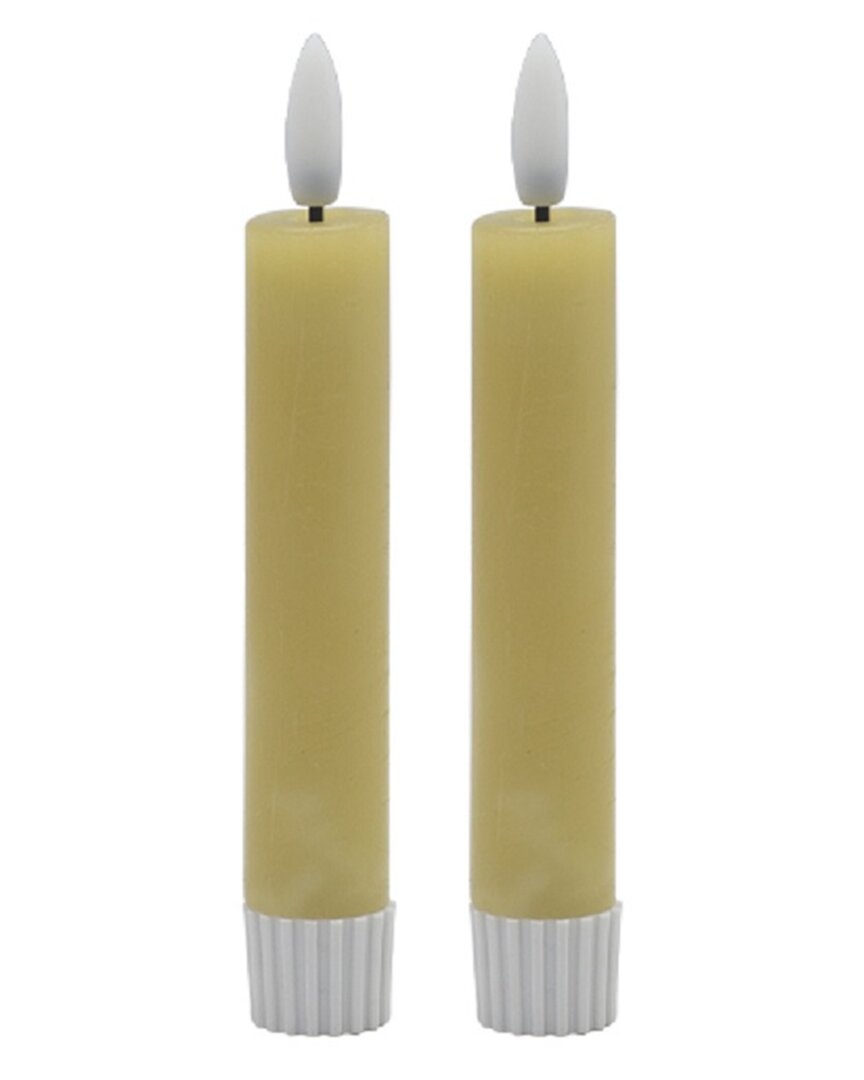 Bidkhome Set Of 2 Small Flameless Taper Candles In Beige