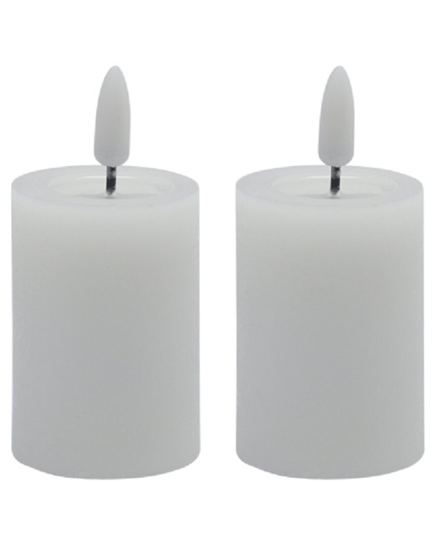 Bidkhome Set Of 2 Flameless Pillar Candles In White