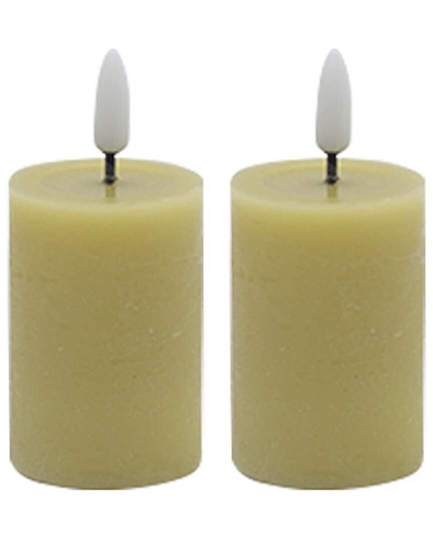 Bidkhome Set Of 2 Flameless Pillar Candles In Beige