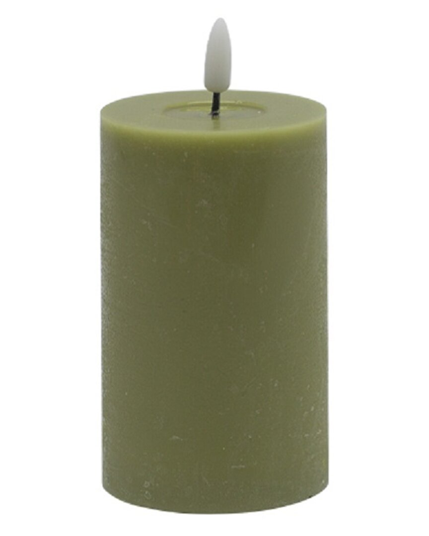 Bidkhome Small Flameless Pillar Candle In Green