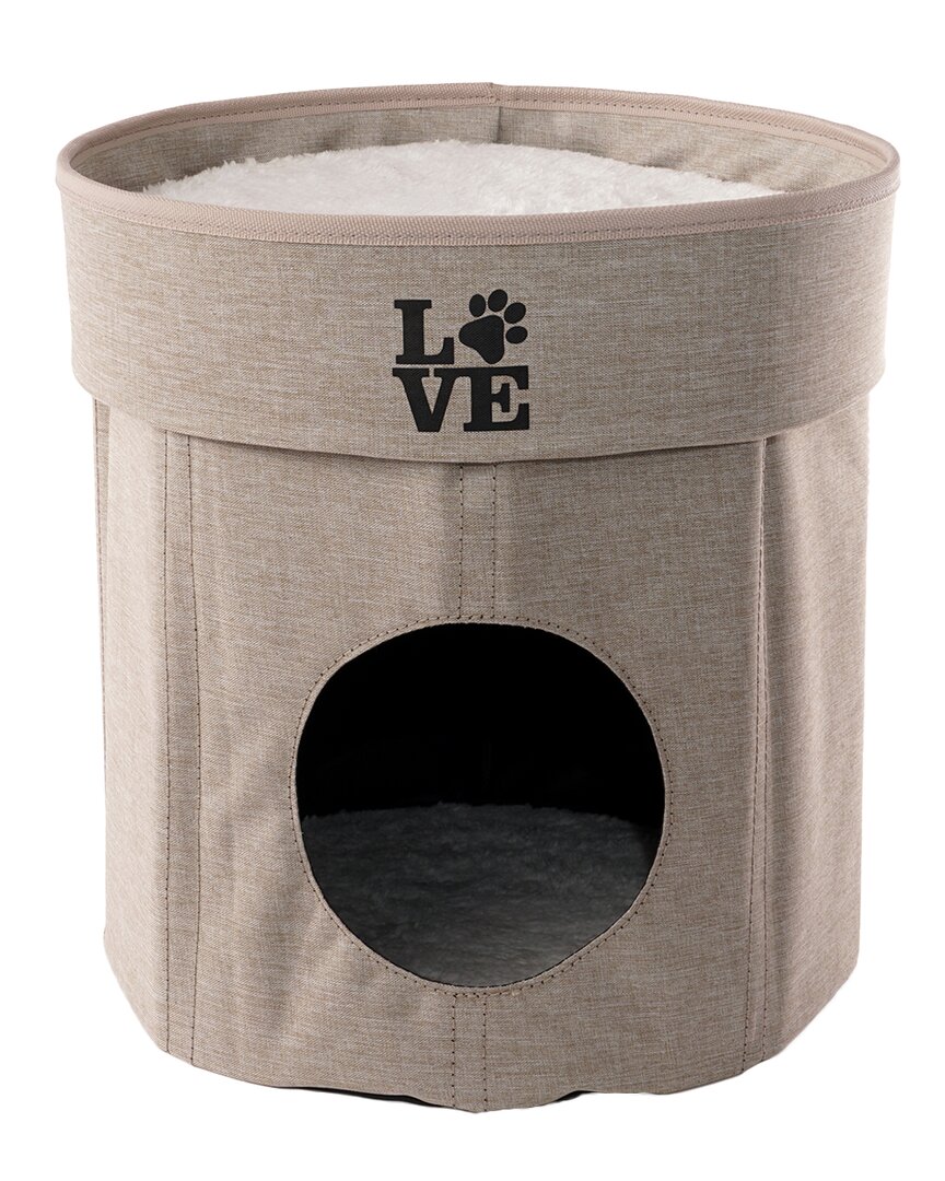 Precious Tails Linen Cat Cave With Storage In Natural