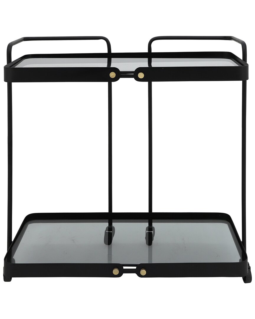 Sagebrook Home Metal 27in 2-layered Bar Cart W/ Smokey Glass In Black