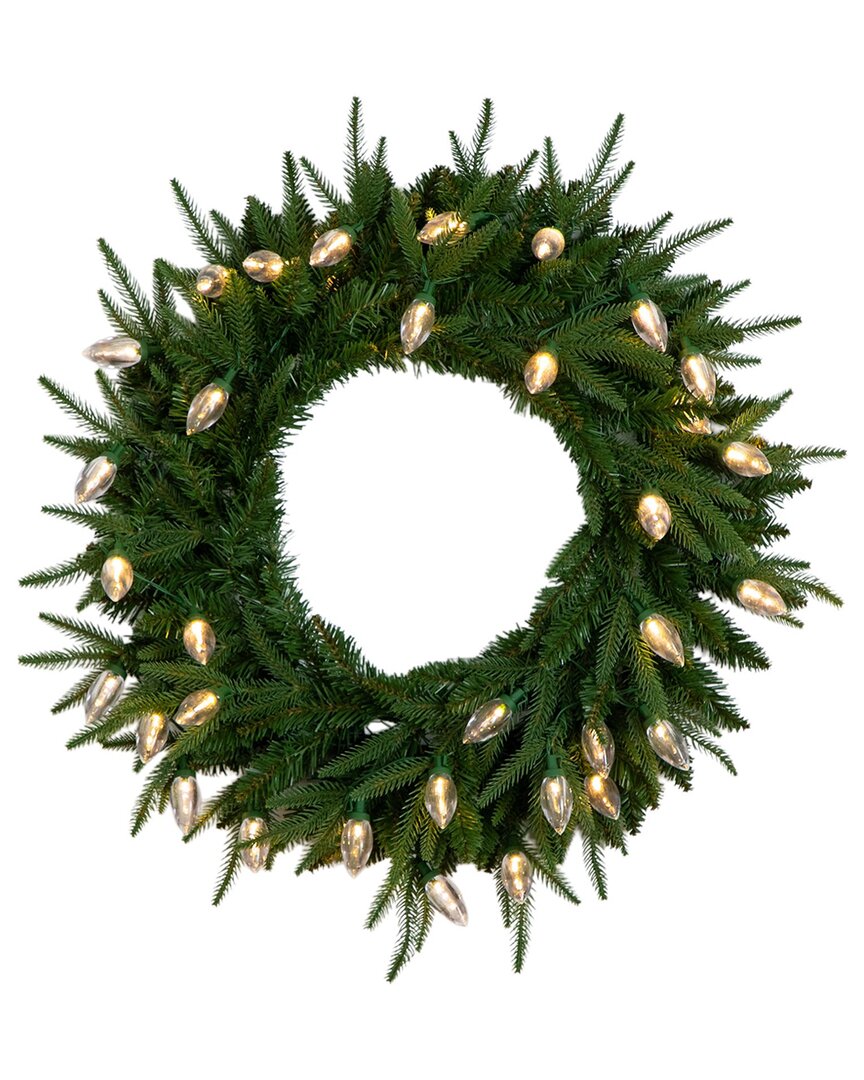 Nearly Natural Pre-lit Wreath In Green