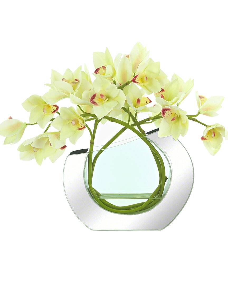 Creative Displays Cream Orchids Flower Arrangement In A Glass Mirrored Vase