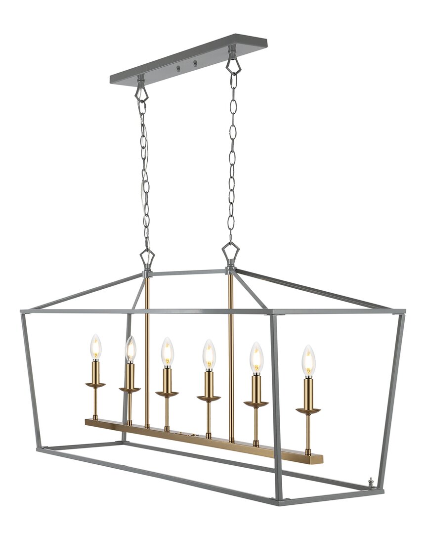 Jonathan Y Pagoda 49in Linear 6-bulb Led Pendant In Gray