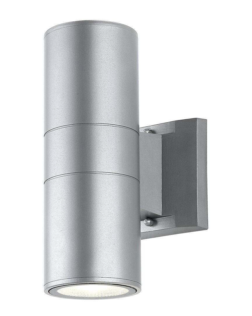 Jonathan Y Duo 6in 2-light Cylinder Outdoor Integrated Led Sconce With Uplight In Silver