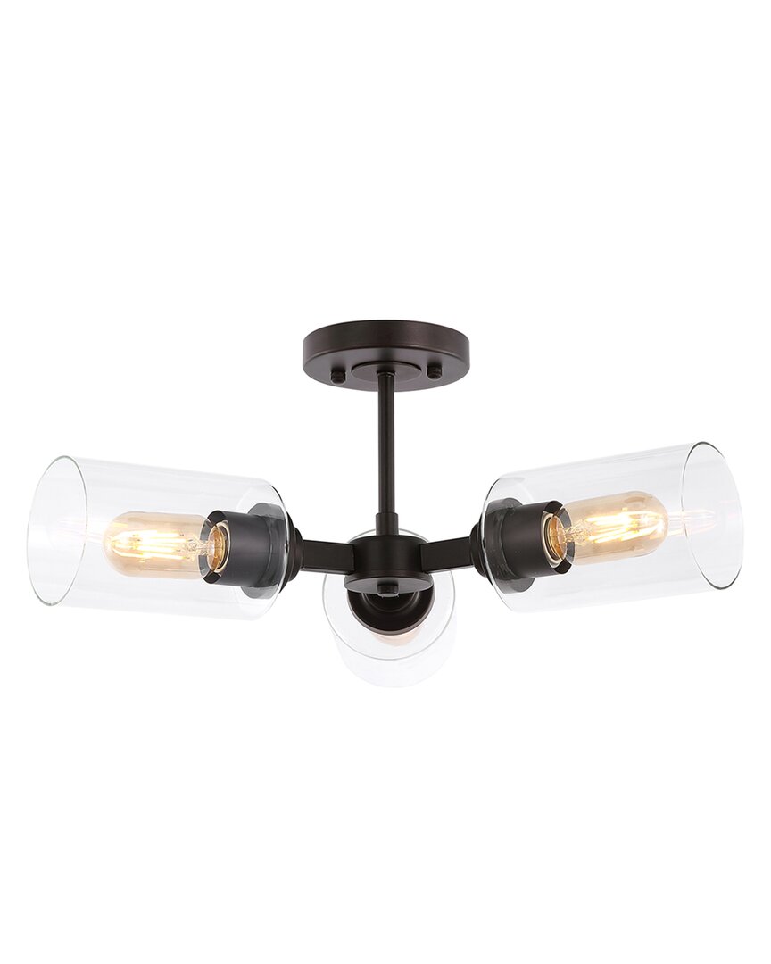 Jonathan Y Jaymes 3-light Farmhouse Industrial Iron Cylinder Led Semi Flush Mount In Metallic