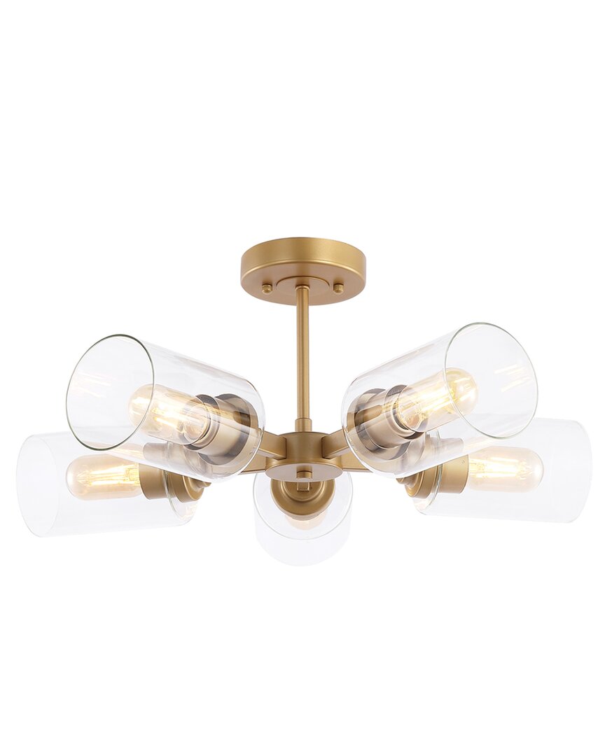 Shop Jonathan Y Jaynie 21.5in 5-light Cylinder Led Semi Flush Mount In Gold