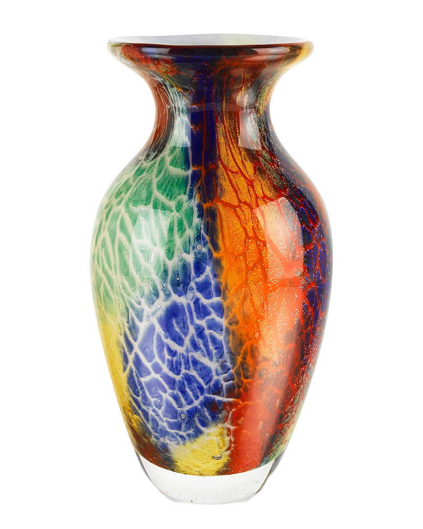 Badash Crystal 11in Firestorm Murano Style Art Glass Vase