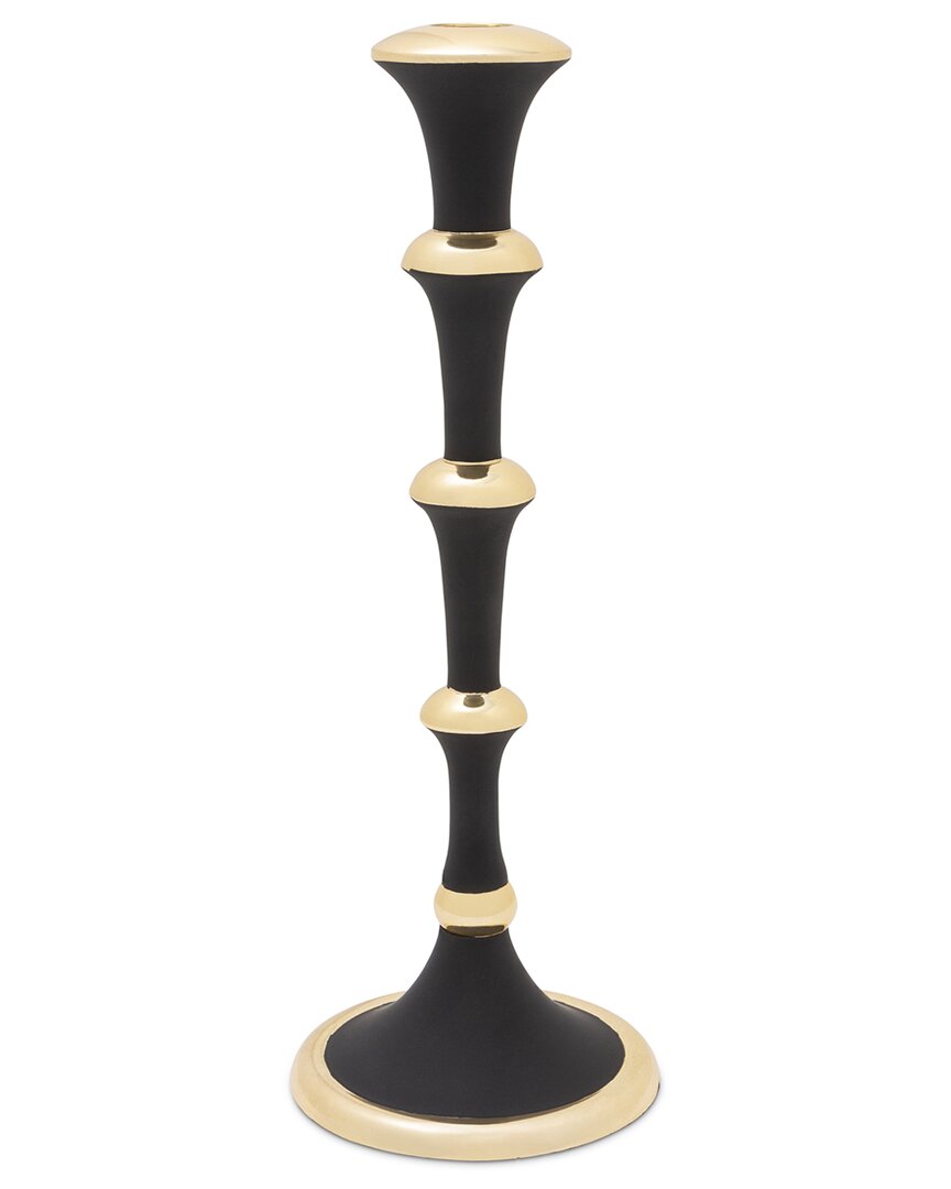 Alice Pazkus 8.2in Black And Gold Candlestick In Black