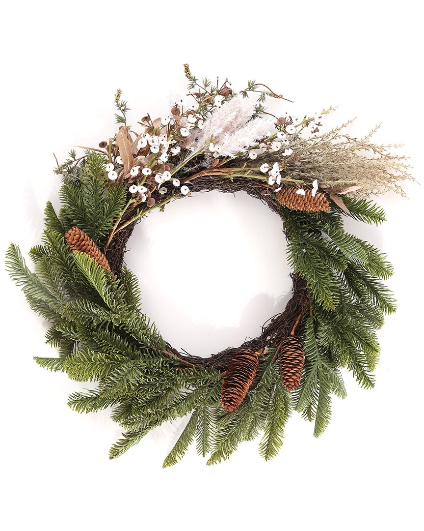 Safavieh Faux 21 Inch Pine & Olive Leaf Wreath In Green
