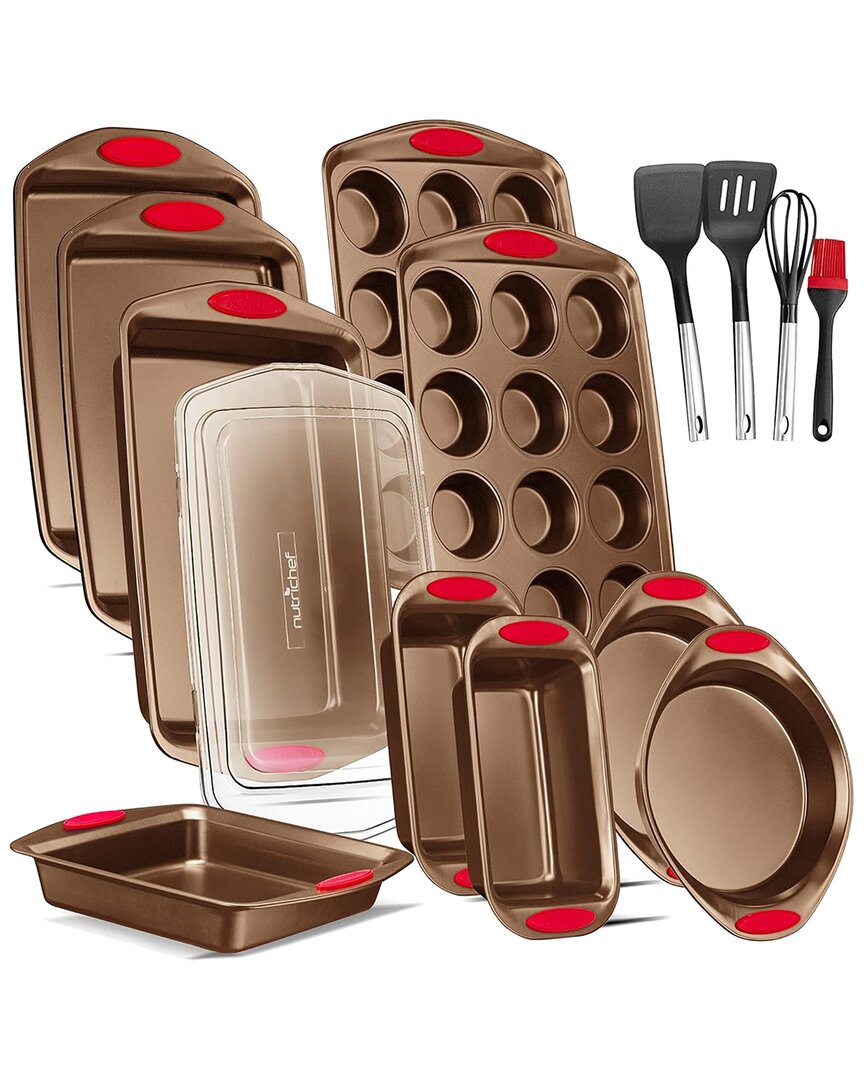 Nutrichef Nonstick 15pc Carbon Steel Bakeware Set In Gold