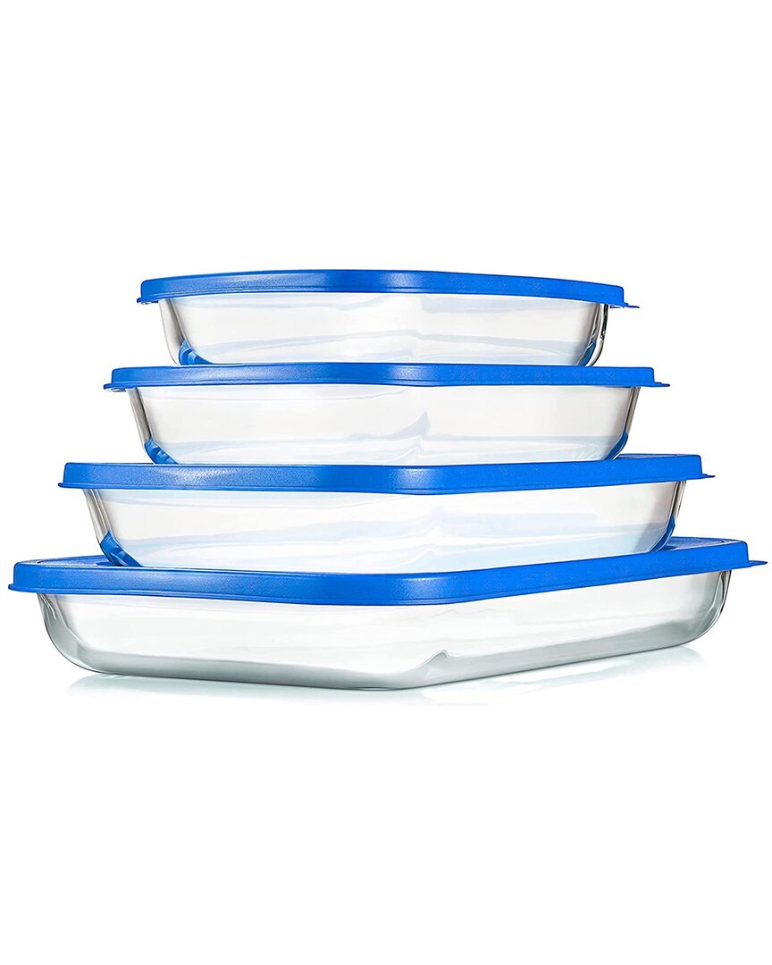Nutrichef 4pc Glass Bakeware Set In Blue