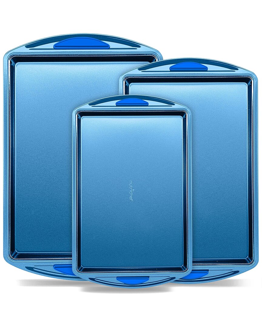 Nutrichef 3pc Bakeware Set In Blue