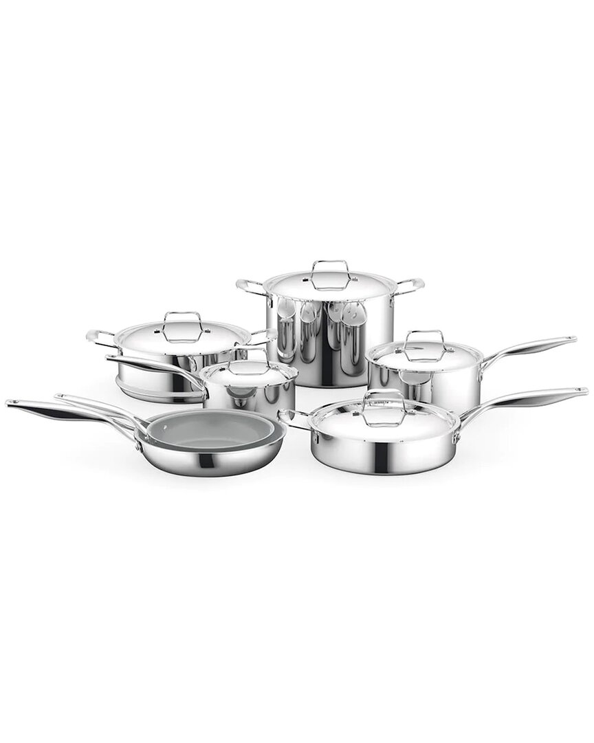 Nutrichef 12pc Silver Clad Cookware Set In Silver