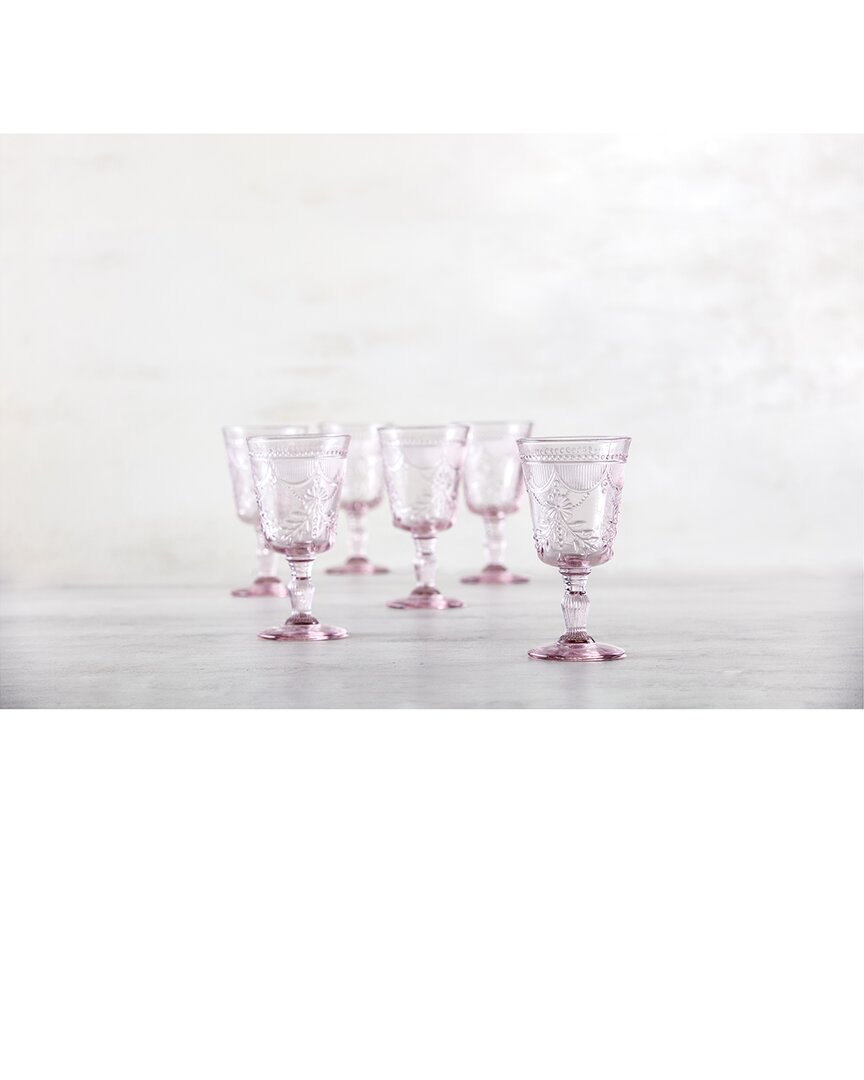 Fortessa Set Of 6 Debutante Glass Pink Goblets In Pink