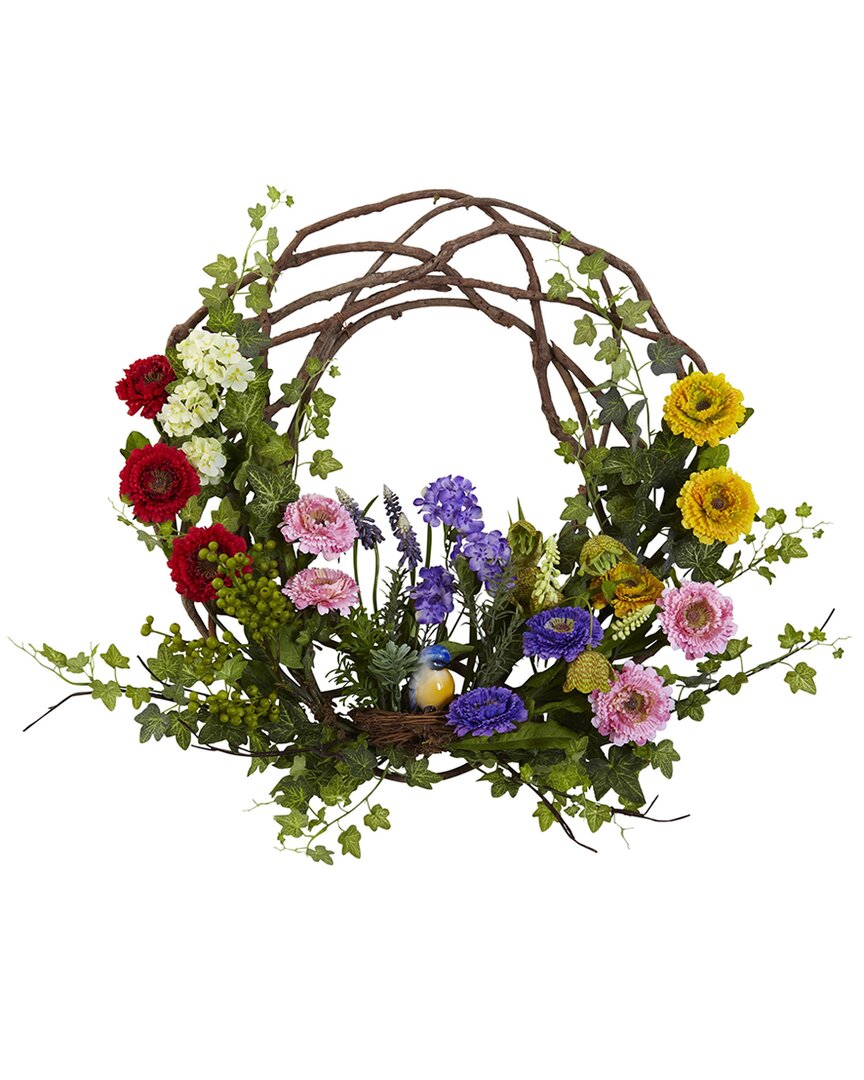 Nearly Natural 22in Spring Floral Wreath In Multi