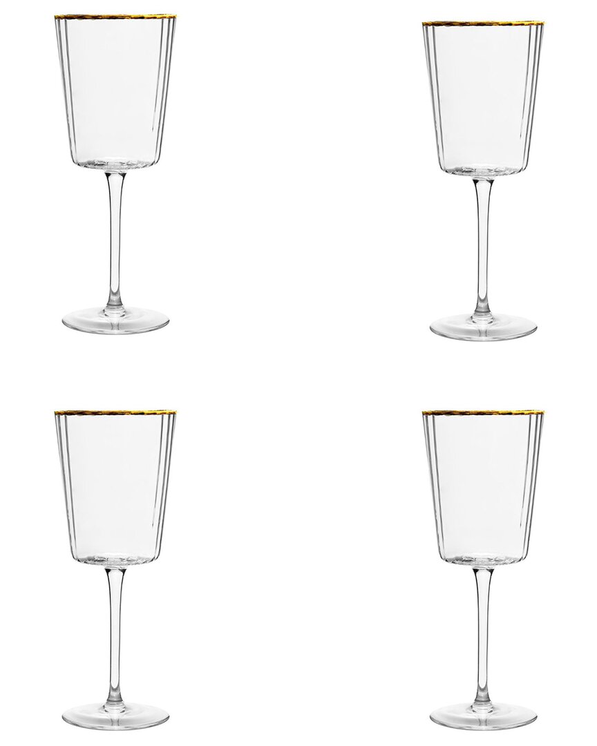 10 Strawberry Street Set Of 4 Grace Gold Rim Glassware: White Wine Glass In Transparent