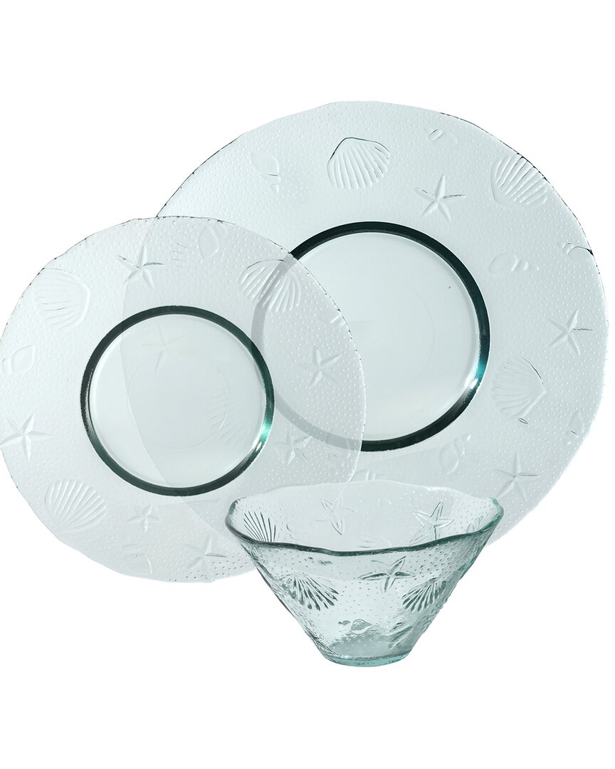 FRENCH HOME FRENCH HOME RECYCLED GLASS 12PC COASTAL DINNERWARE SET