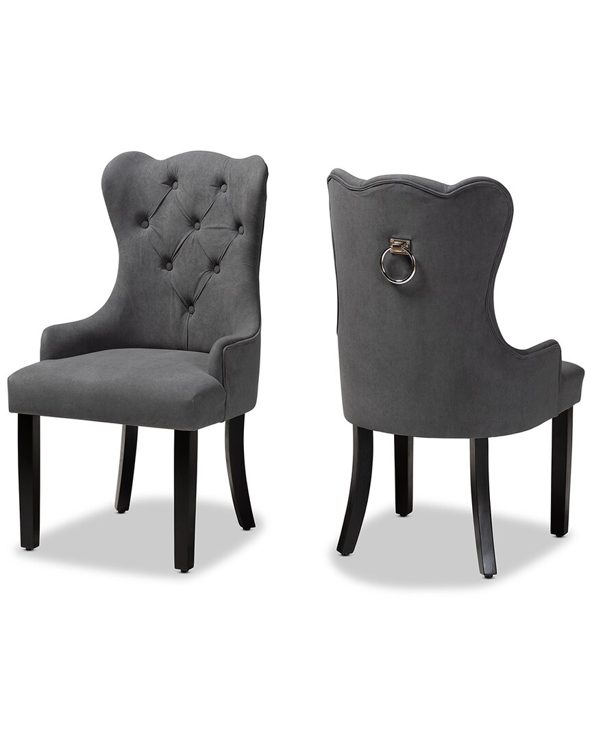 Baxton Studio Fabre Modern Velvet 2pc Dining Chair Set In Grey