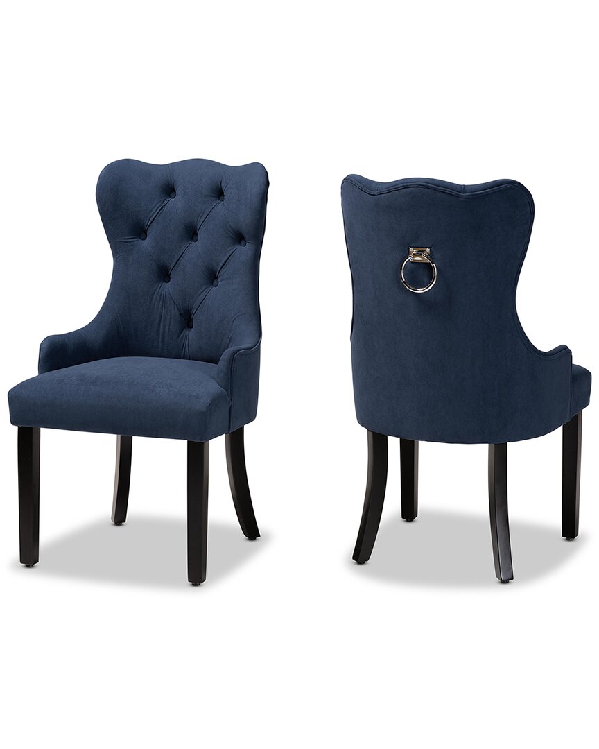 Baxton Studio Fabre Modern Velvet 2pc Dining Chair Set In Blue