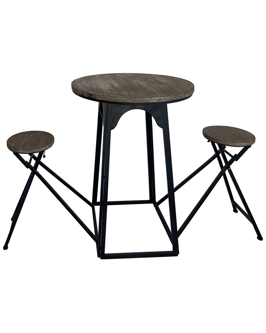 Sagebrook Home Metal & Wood 41in Table With Folding Chairs