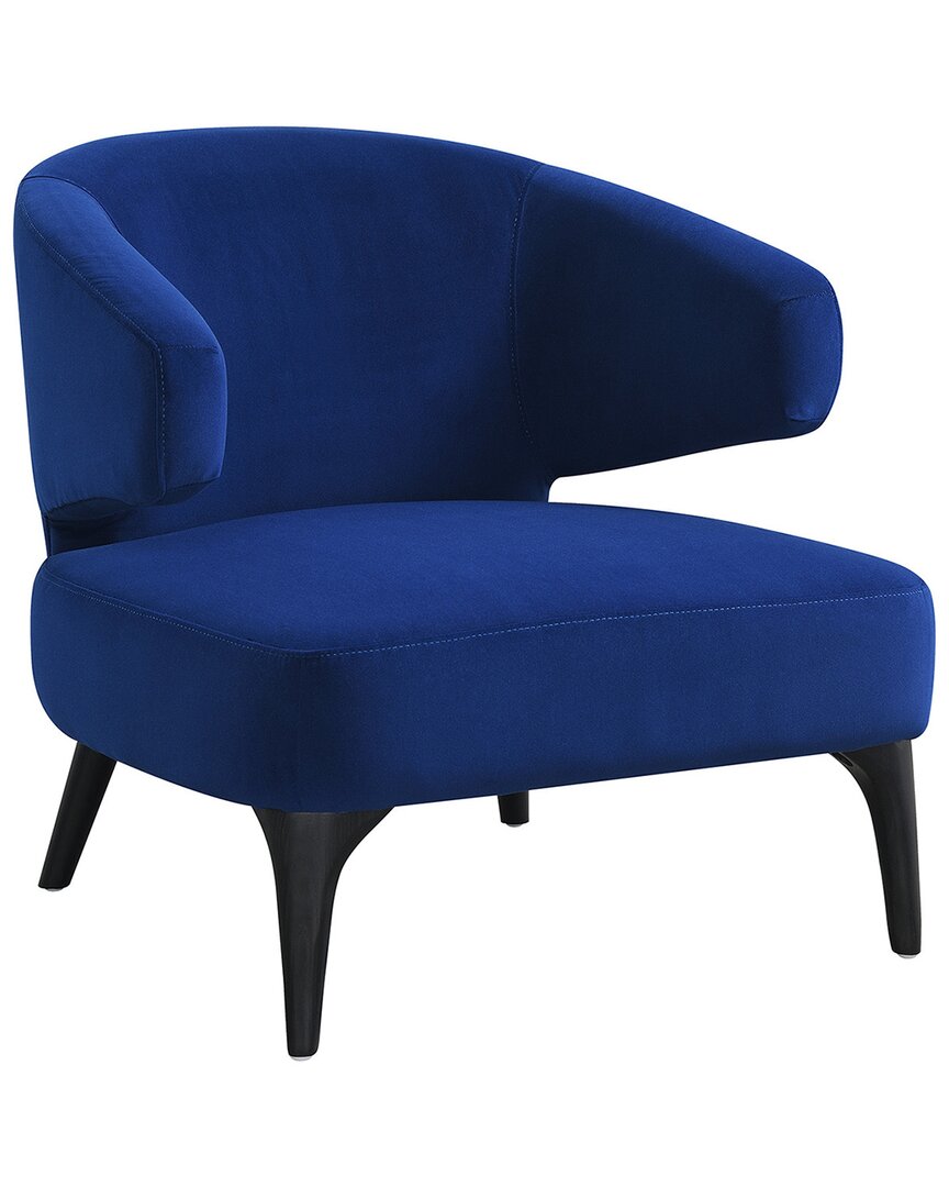 Luxe Velvet Feel Accent Chair With Wide Arms Slanted Back Wood