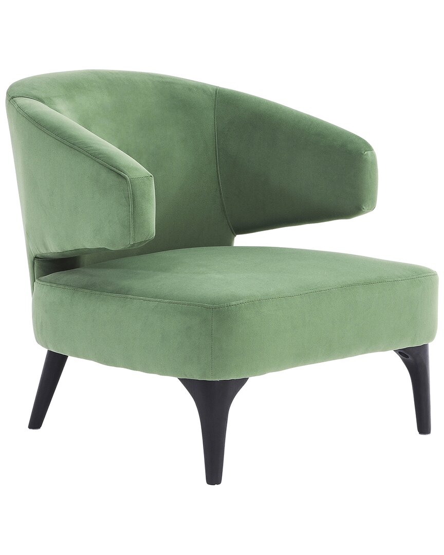 Luxe Velvet Feel Accent Chair With Wide Arms Slanted Back Wood