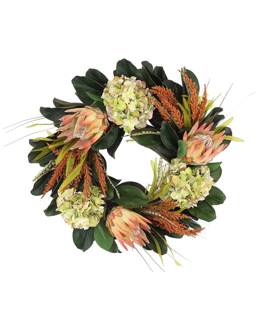 Creative Displays 26 Protea Fall Wreath With Green Hydrangeas And O