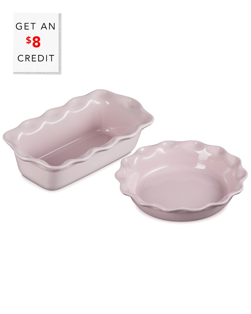 Le Creuset Stoneware Heritage Pie Dish & Fluted Loaf Pan Set