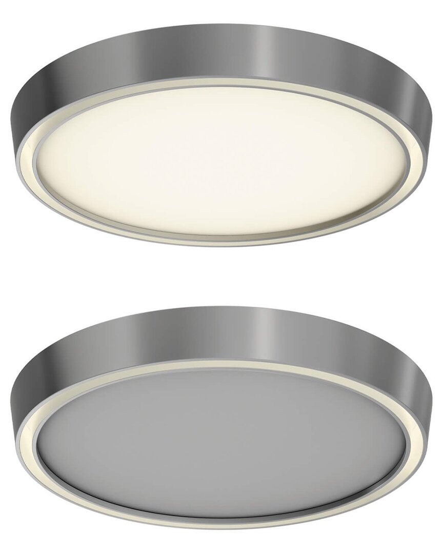 Villa 408 Bloom 12in Dual-light Dimmable Led Flush Mount In Silver