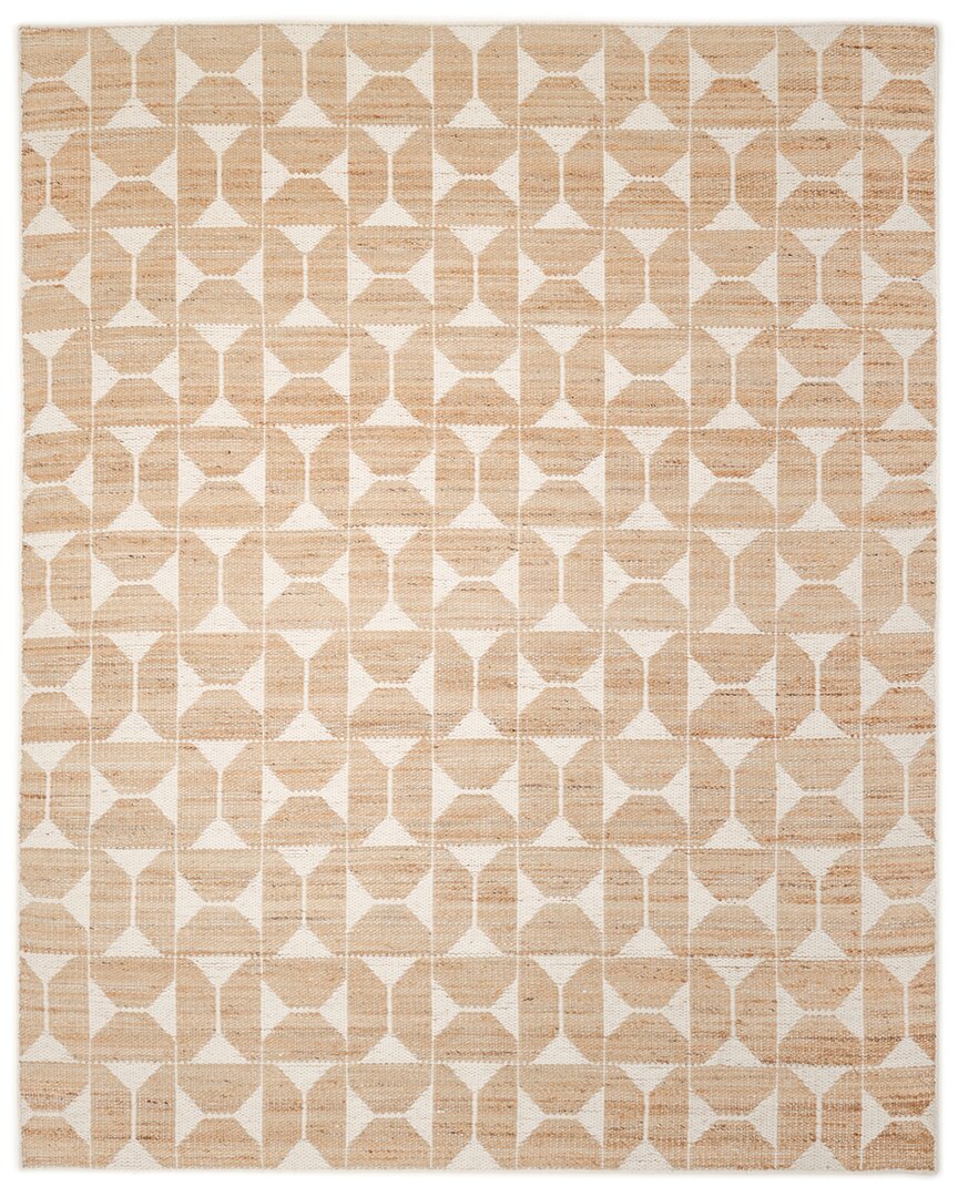 Solo Rugs Elle Contemporary Geometric Hand-woven Jute & Wool-blend Area Rug In Ivory