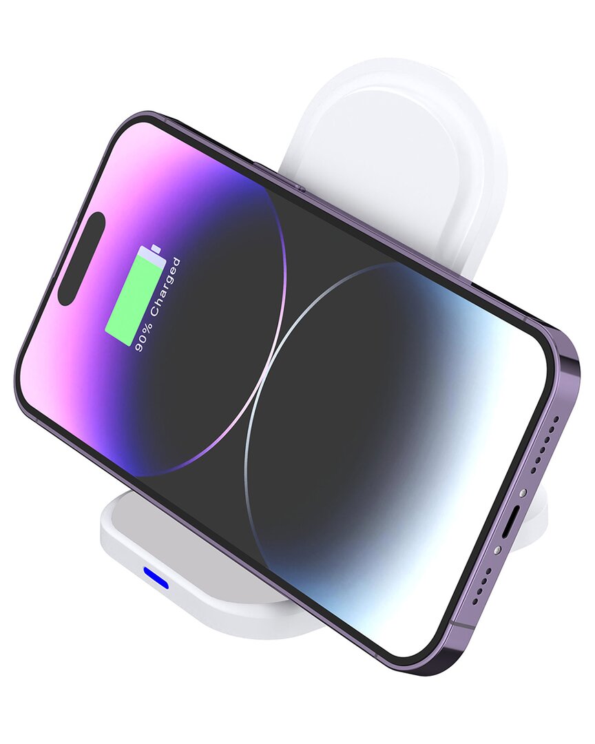 Ztech 2-in-1 Foldable Wireless Charger & Phone Holder In White