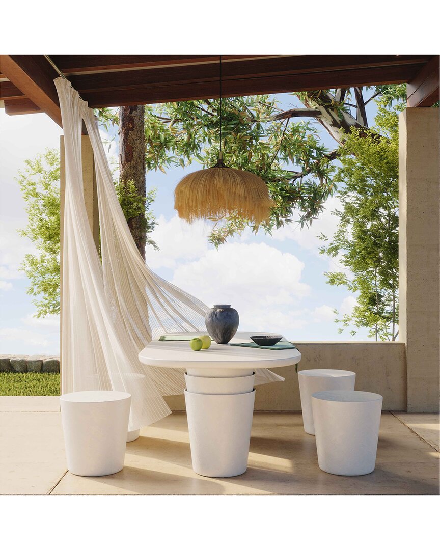 Tov Furniture Margot Faux Plaster Indoor/outdoor Concrete 83in Oval Dining Table In Grey