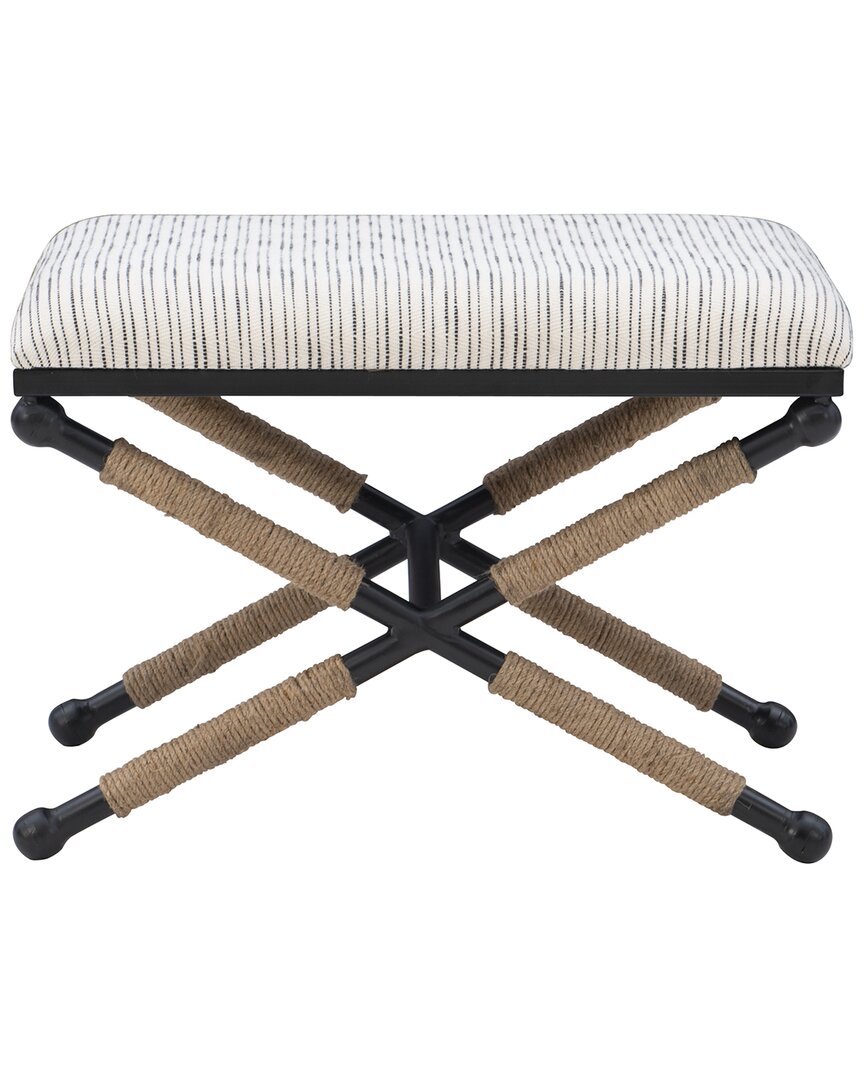 Linon Campaign Striped Accent Stool