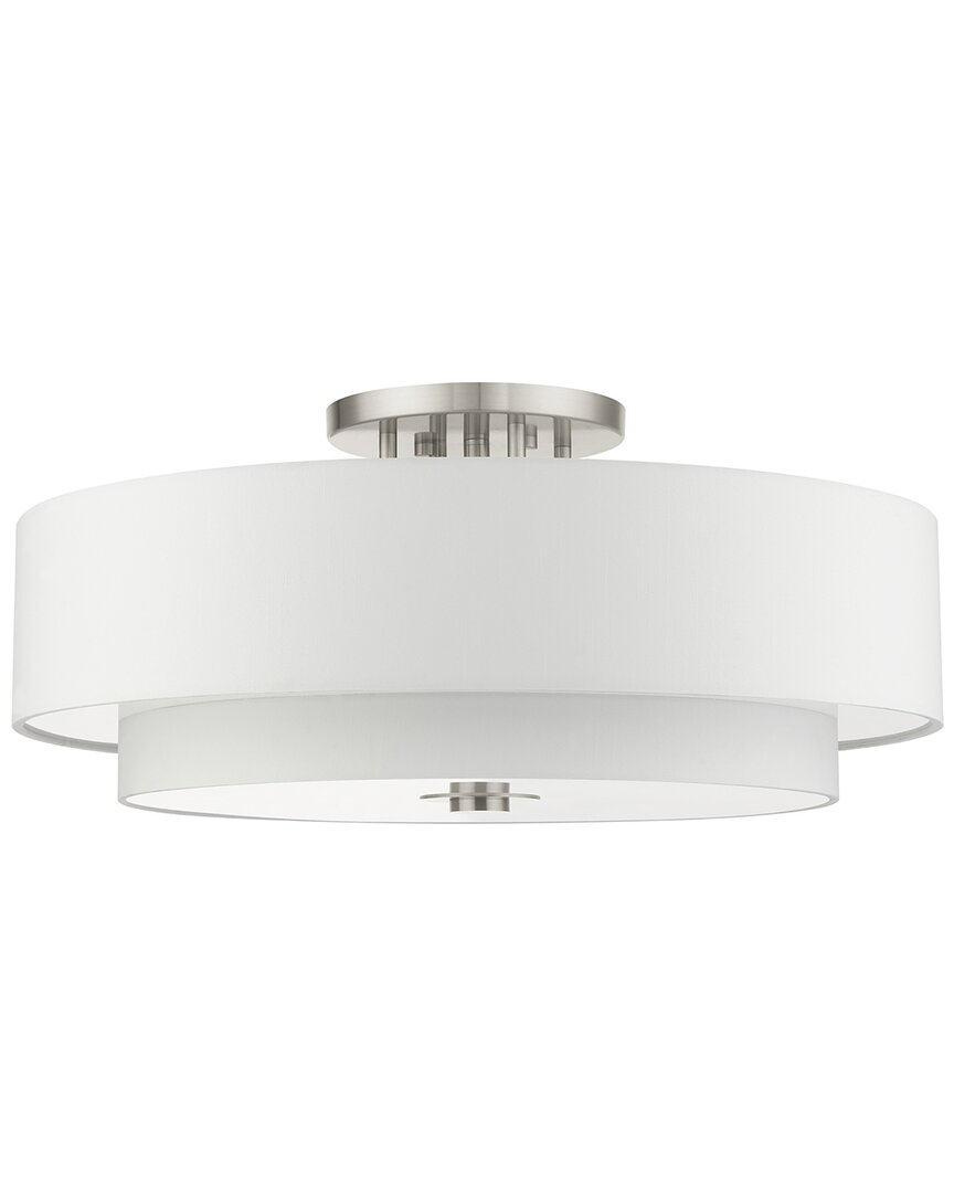 Livex Lighting Meridian Nickel 6 Light Semi-flush 1 In Nickel