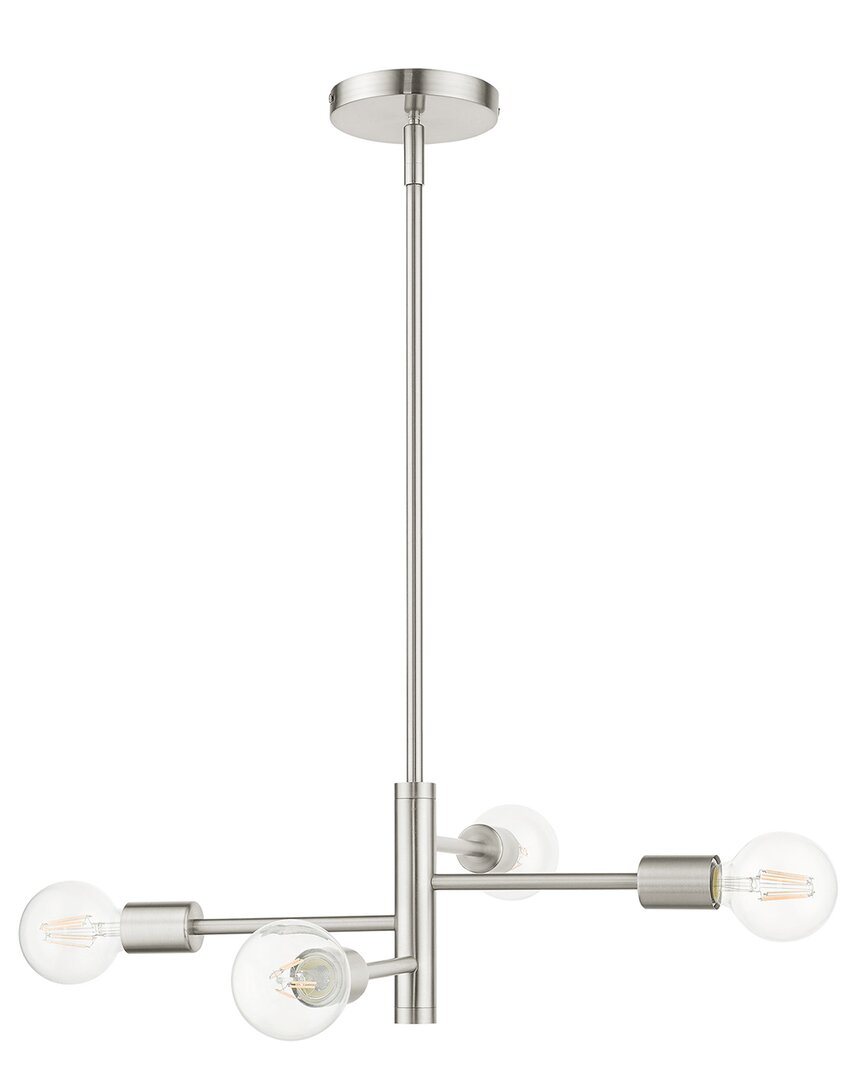 Livex Lighting Bannister Nickel 4 Light Chandelier In Nickel