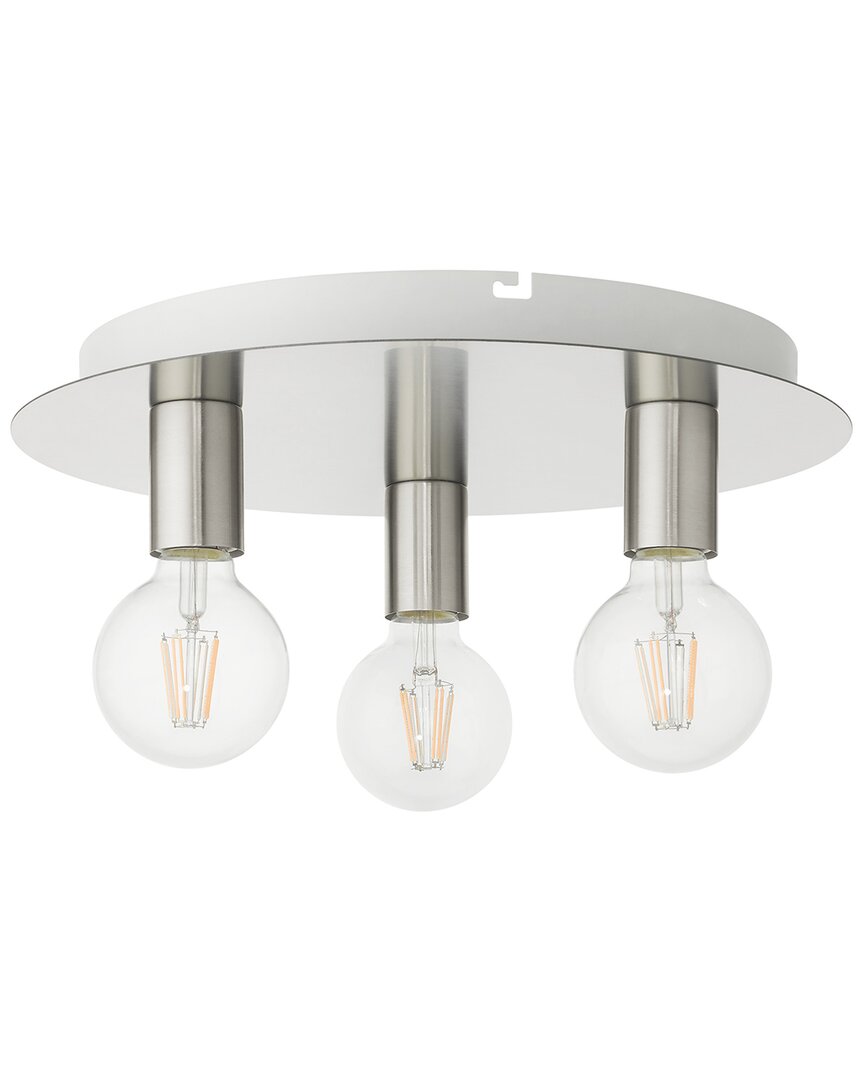 Livex Lighting Hillview Nickel 3 Light-flush Mount In Nickel