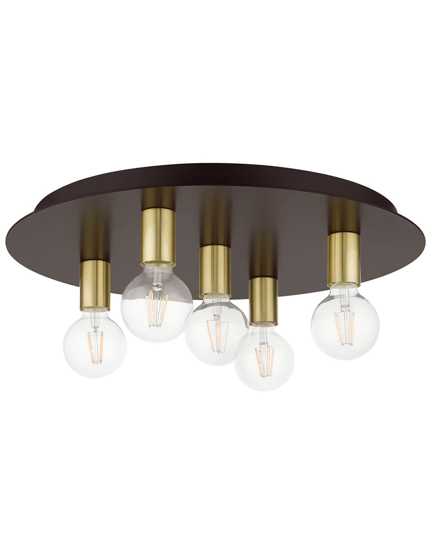 Livex Lighting Hillview Bronze 5 Light-flush Mount In Bronze