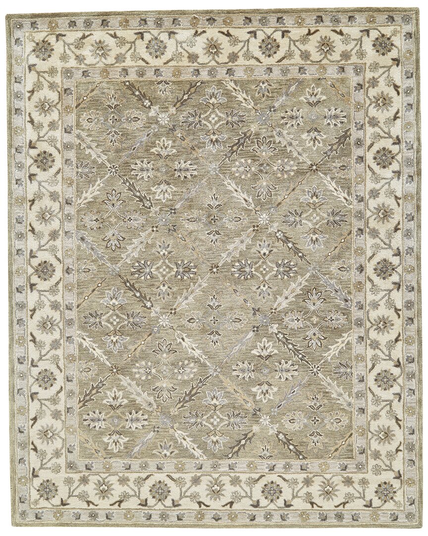 Shop Verlaine Botticino Floral Diamond Persian Wool Accent Rug