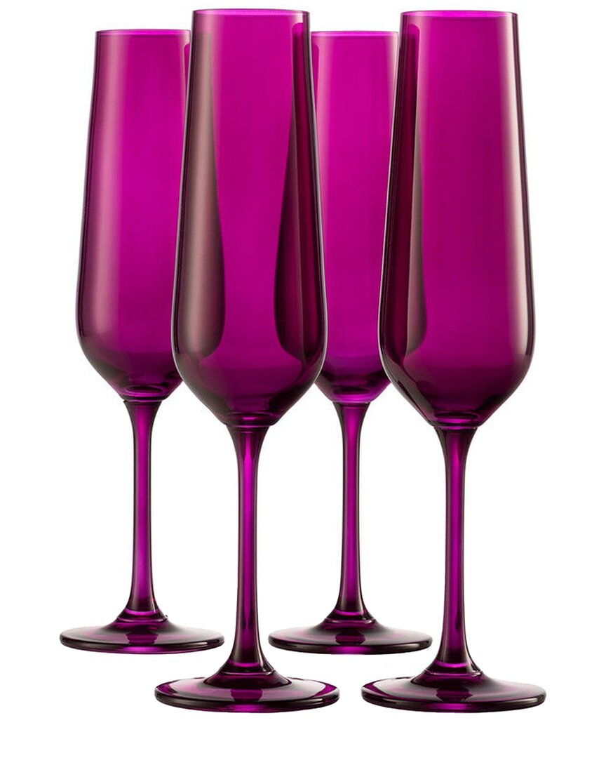 Godinger Set Of 4 Sheer Flutes In Purple