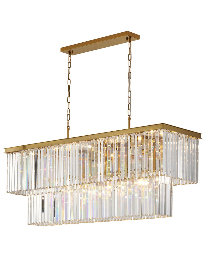 Bethel International 18-light 50in Two-tier Chandelier With Hanging Crystals In Gold