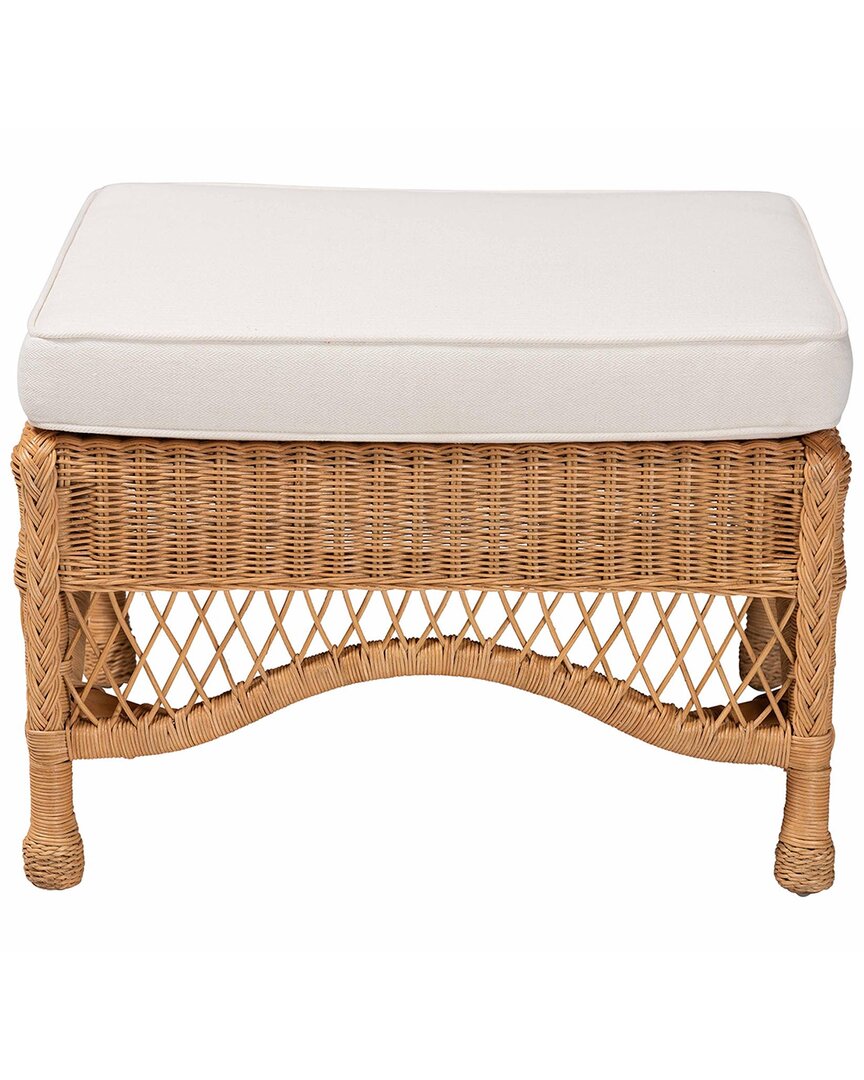 Baxton Studio Brooklyn Bohemian Braided Rattan Ottoman Stool