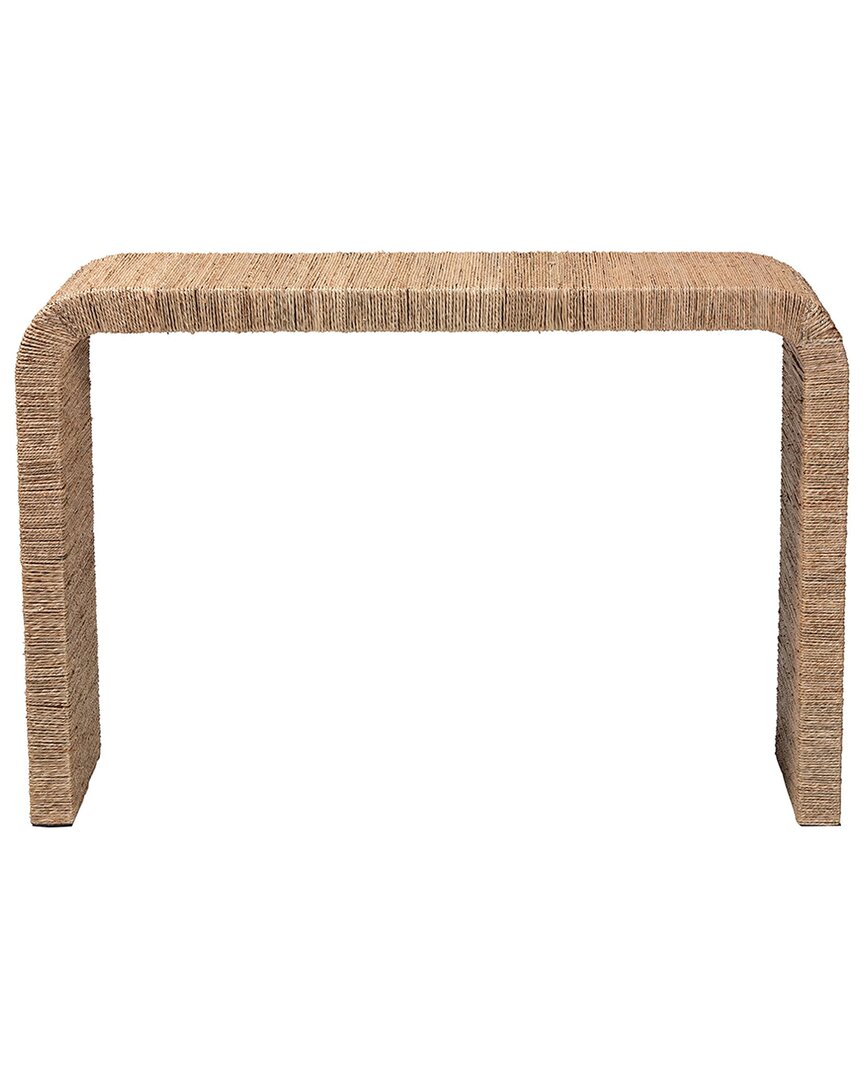Baxton Studio Eviana Japandi Seagrass Waterfall Console Table