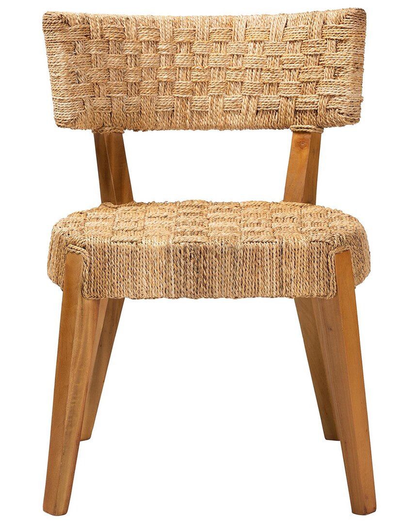 Baxton Studio Sabit Bohemian Seagrass & Mahogany Wood Dining Chair
